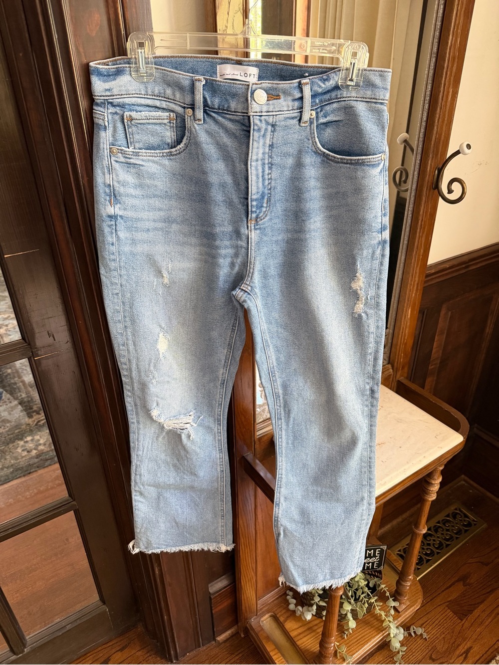 LOFT Light Blue Distressed Cropped Jeans